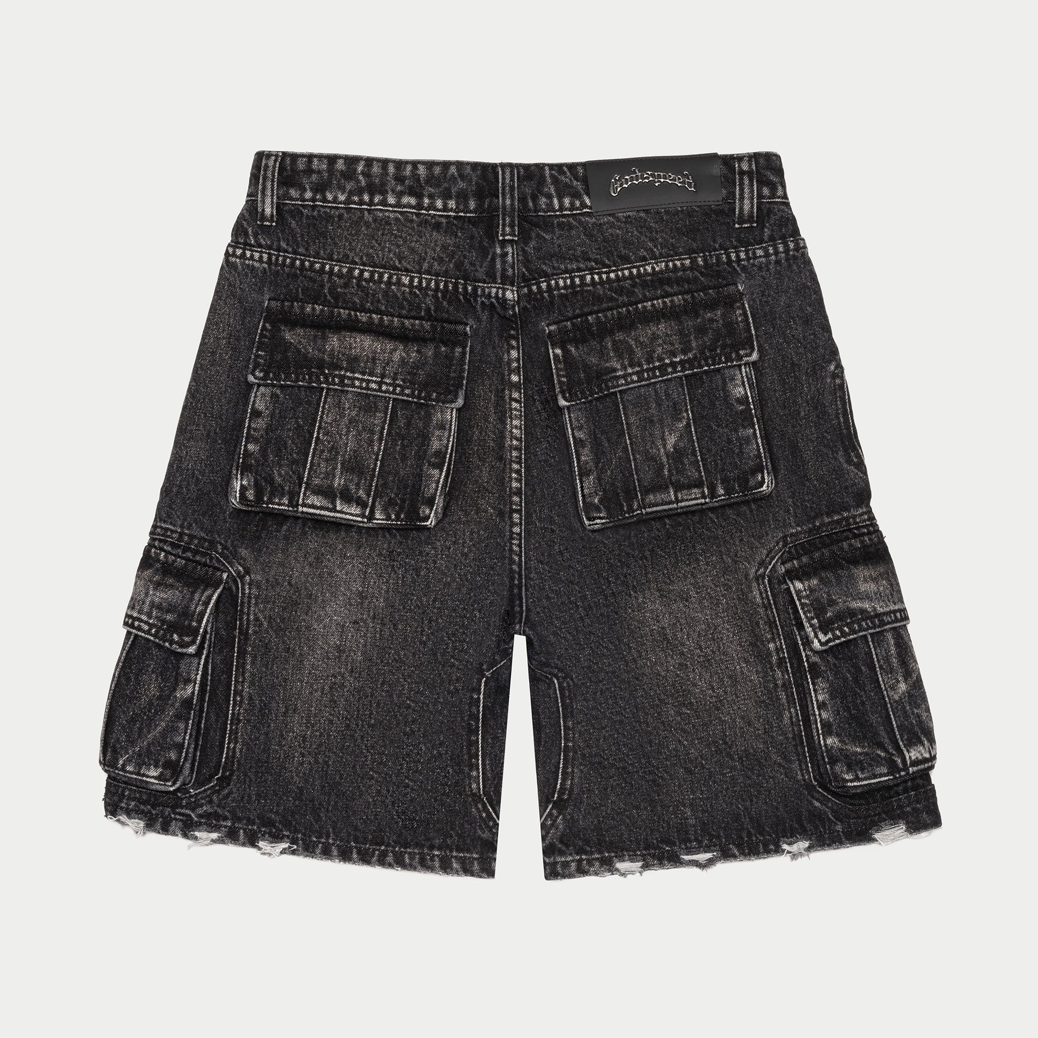 Octagon Cargo Denim Shorts (Black) - Image 3