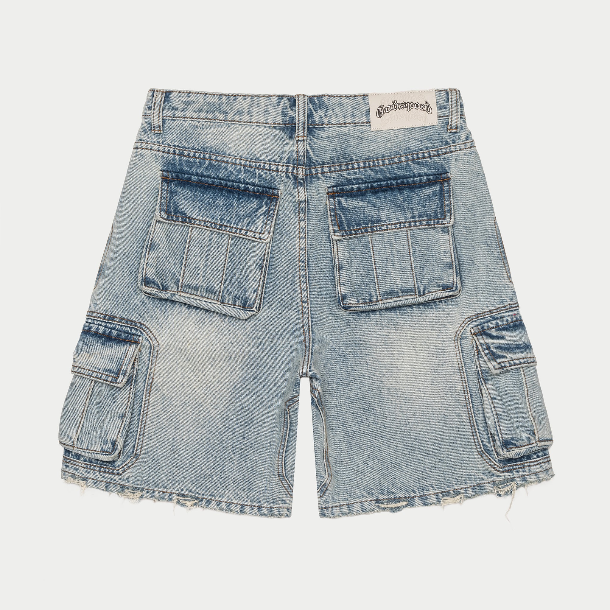 Octagon Cargo Denim Shorts (Blue) - Image 6