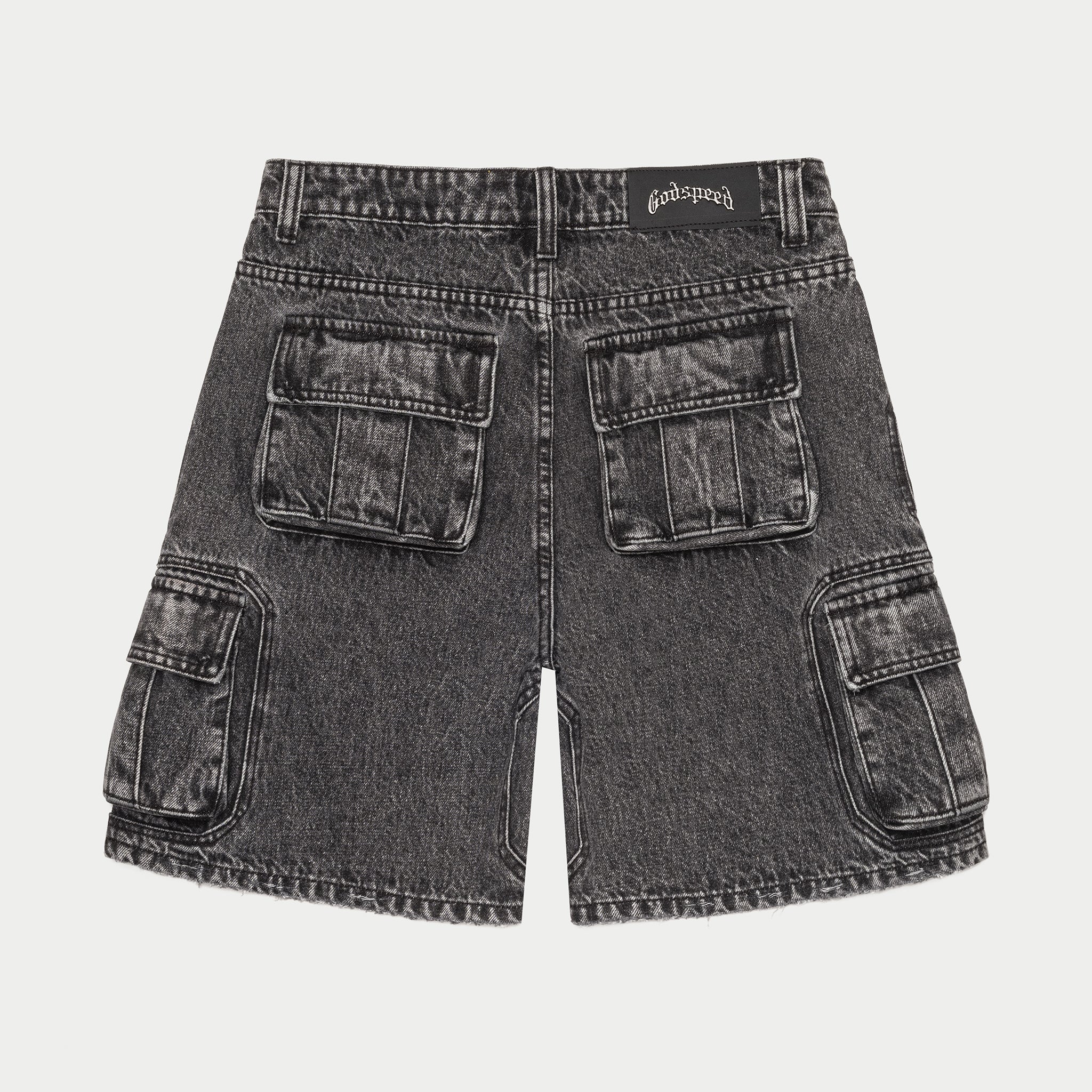 Octagon Cargo Denim Shorts (Grey Wash) - Image 3