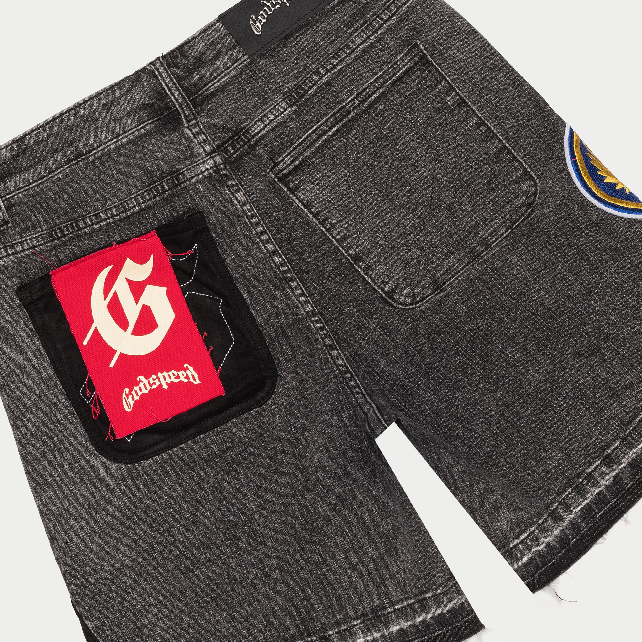 Patchwork Denim Shorts V2 (Grey) - Image 3