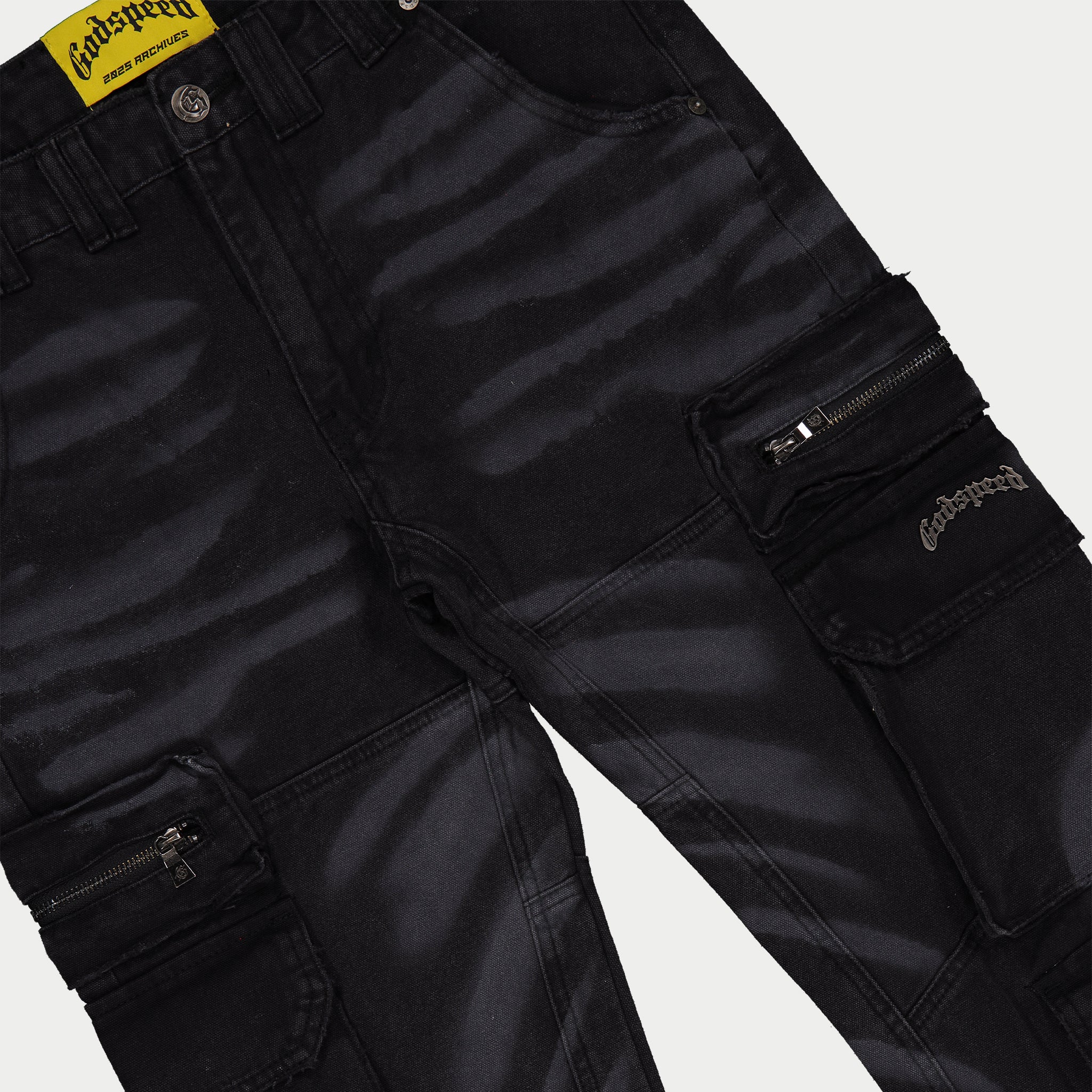 Skidrow Flared Cargo Pants (Black) - Image 3