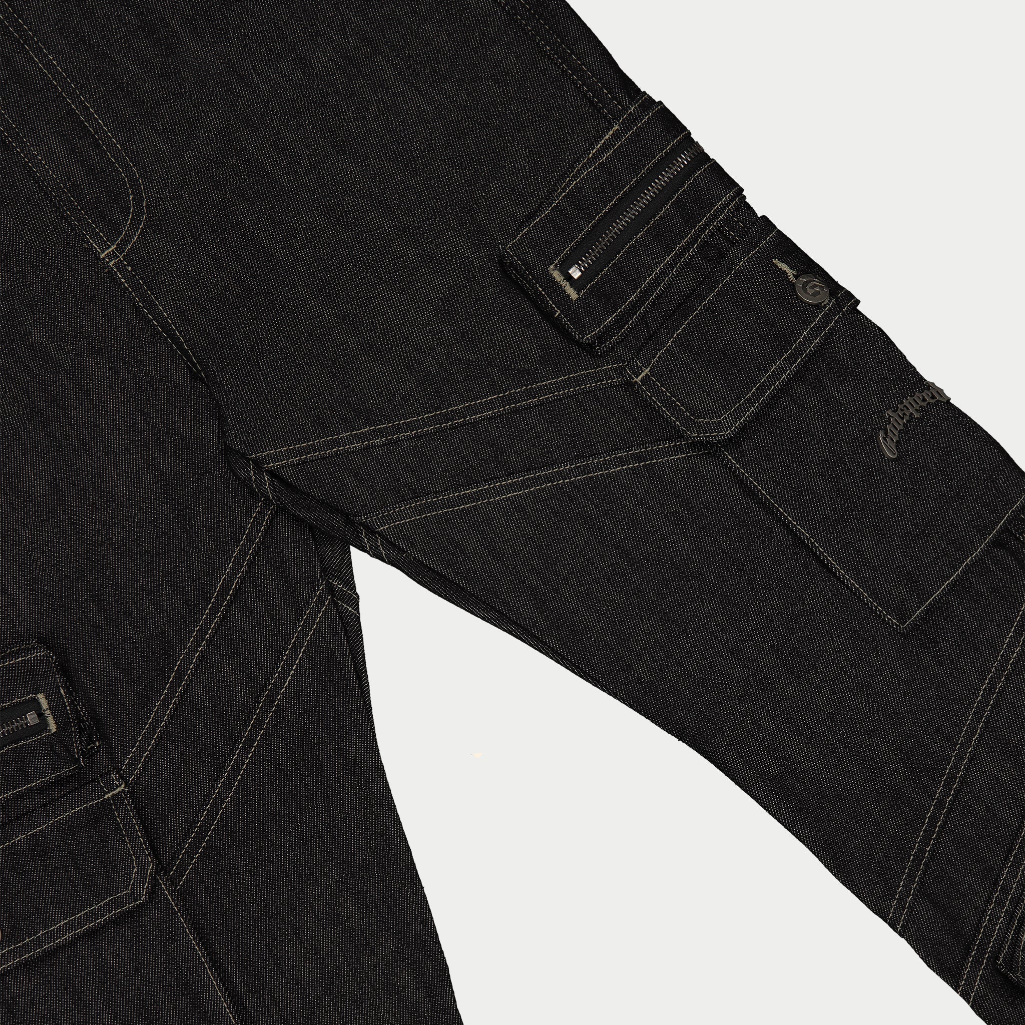 Rockstar Flare Cargo Denim (Raw Black) - Image 5